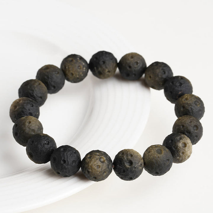 Buddha Stones, natürliches Obsidian mit Silber- und Goldglanz, runde Obsidianperlen, Schutzarmband - image 9