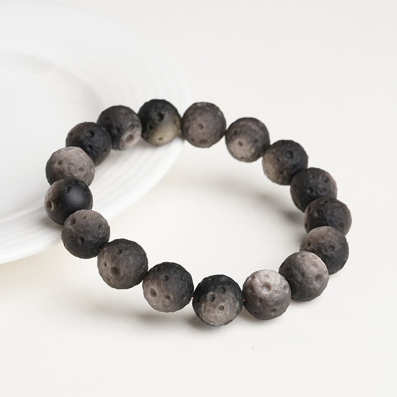 Buddha Stones, natürliches Obsidian mit Silber- und Goldglanz, runde Obsidianperlen, Schutzarmband - image 1
