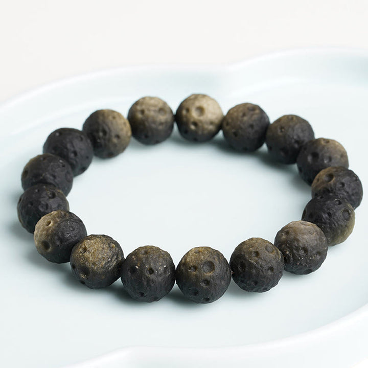 Buddha Stones, natürliches Obsidian mit Silber- und Goldglanz, runde Obsidianperlen, Schutzarmband - image 10