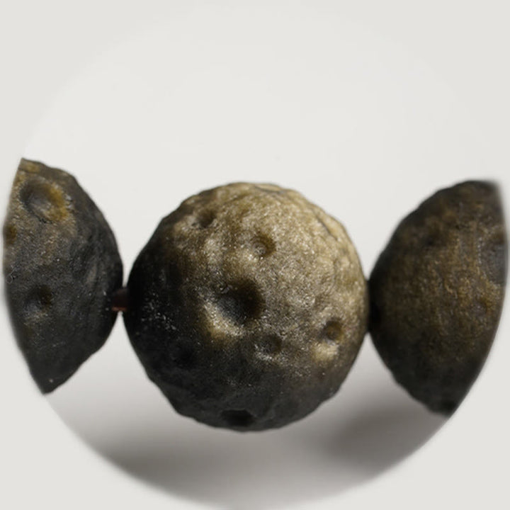 Buddha Stones, natürliches Obsidian mit Silber- und Goldglanz, runde Obsidianperlen, Schutzarmband - image 12