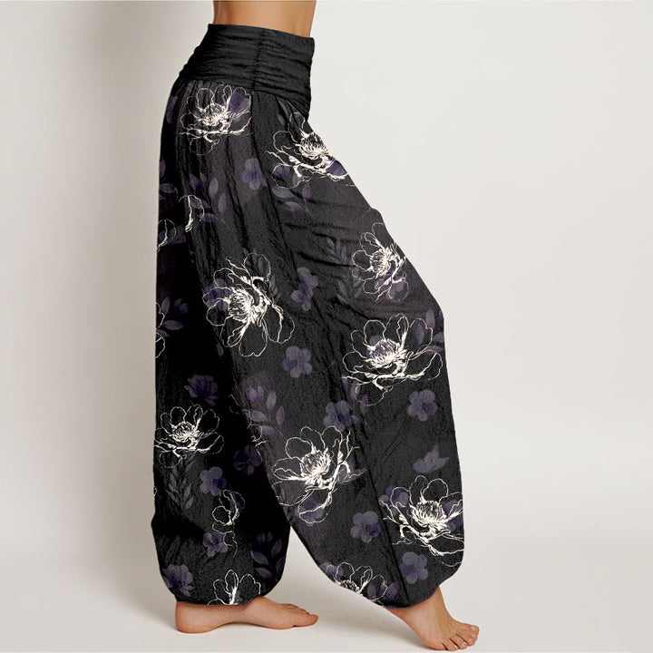 Buddha Stones Baumwolle, exquisites Retro-Blumenmuster, Damen-Haremshose mit elastischem Bund - image 2