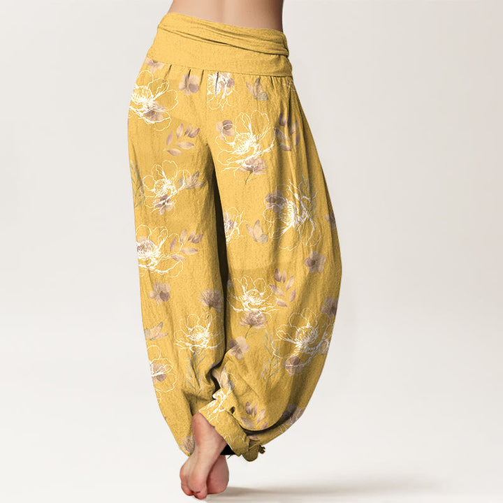 Buddha Stones Baumwolle, exquisites Retro-Blumenmuster, Damen-Haremshose mit elastischem Bund - image 6