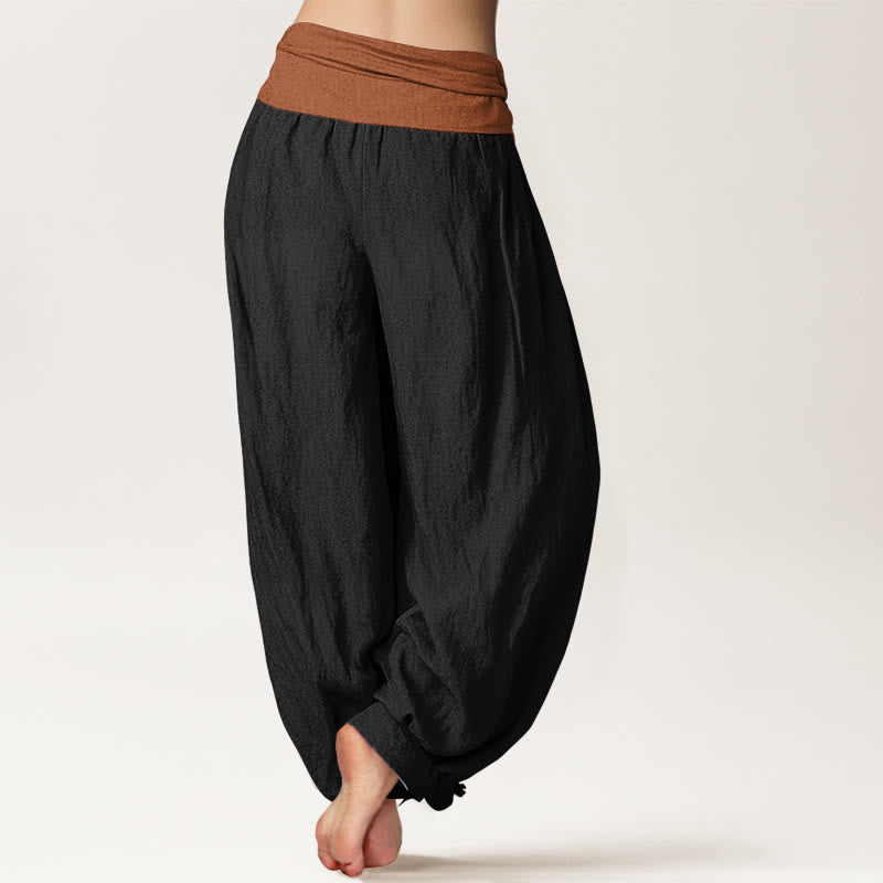 Buddha Stones ​​Baumwolle, Grün, Schwarz, Braun, Rot, Unifarben, Damen-Haremshose mit elastischem Bund - image 6
