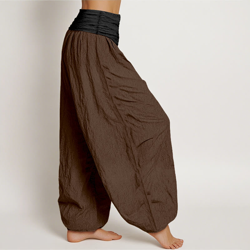 Buddha Stones ​​Baumwolle, Grün, Schwarz, Braun, Rot, Unifarben, Damen-Haremshose mit elastischem Bund - image 10