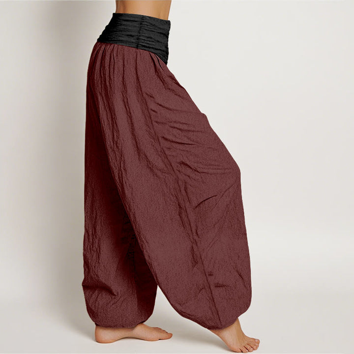 Buddha Stones ​​Baumwolle, Grün, Schwarz, Braun, Rot, Unifarben, Damen-Haremshose mit elastischem Bund - image 13