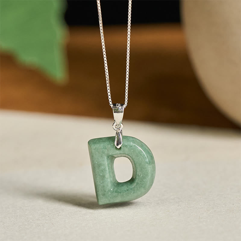 Buddha Stones aus natürlichem AZ-Jade mit Buchstabenanhänger, 925er Sterlingsilber, Wohlstandskette - D - image 22