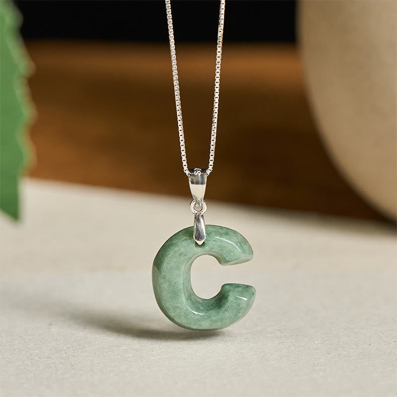 Buddha Stones aus natürlichem AZ-Jade mit Buchstabenanhänger, 925er Sterlingsilber, Wohlstandskette - C - image 16