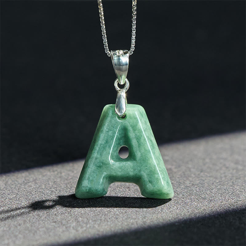 Buddha Stones aus natürlichem AZ-Jade mit Buchstabenanhänger, 925er Sterlingsilber, Wohlstandskette - image 4
