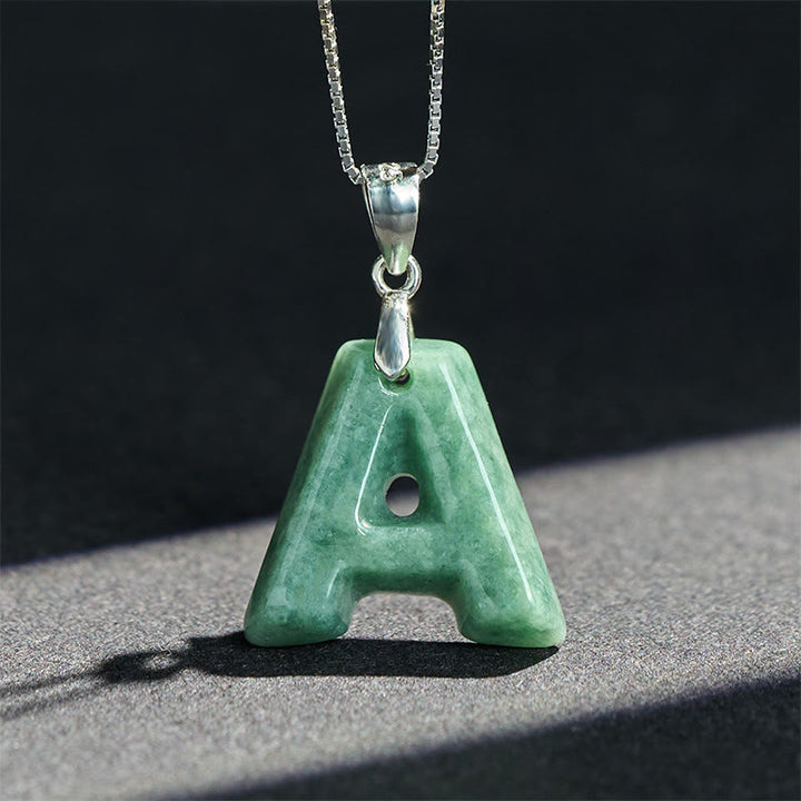 Buddha Stones aus natürlichem AZ-Jade mit Buchstabenanhänger, 925er Sterlingsilber, Wohlstandskette - image 4