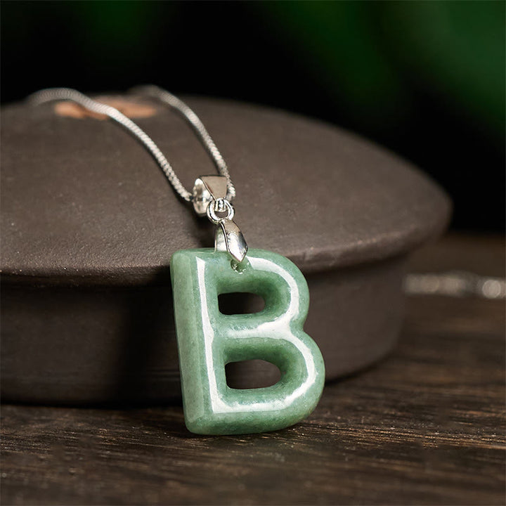 Buddha Stones aus natürlichem AZ-Jade mit Buchstabenanhänger, 925er Sterlingsilber, Wohlstandskette - image 12