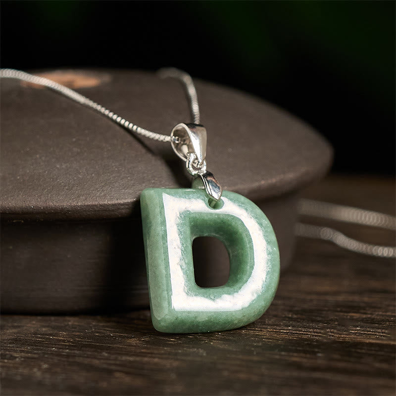 Buddha Stones aus natürlichem AZ-Jade mit Buchstabenanhänger, 925er Sterlingsilber, Wohlstandskette - image 24