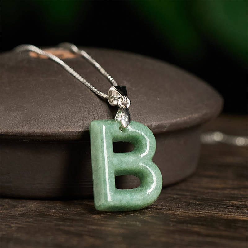 Buddha Stones aus natürlichem AZ-Jade mit Buchstabenanhänger, 925er Sterlingsilber, Wohlstandskette - image 11