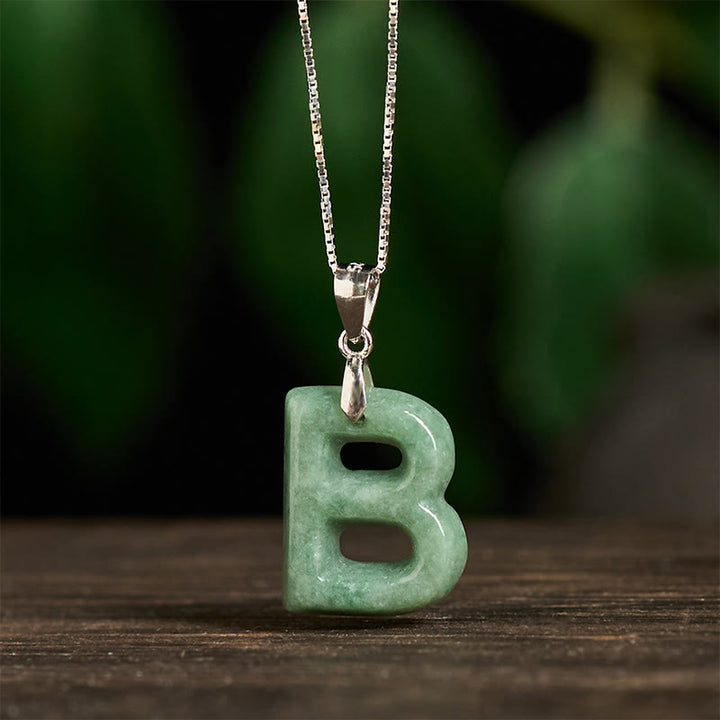 Buddha Stones aus natürlichem AZ-Jade mit Buchstabenanhänger, 925er Sterlingsilber, Wohlstandskette - image 10