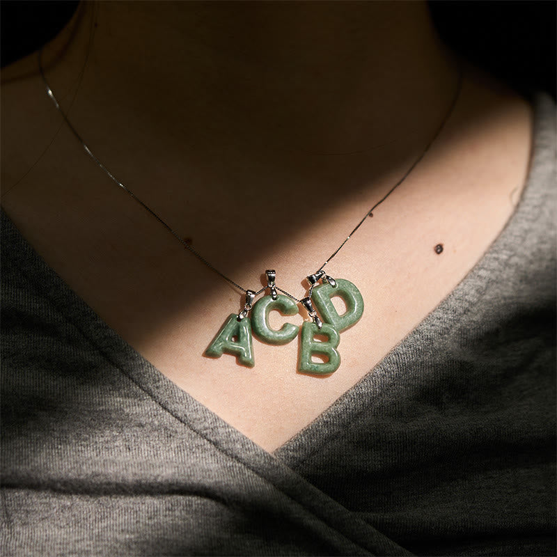 Buddha Stones aus natürlichem AZ-Jade mit Buchstabenanhänger, 925er Sterlingsilber, Wohlstandskette - image 51