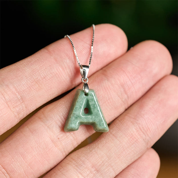 Buddha Stones aus natürlichem AZ-Jade mit Buchstabenanhänger, 925er Sterlingsilber, Wohlstandskette - image 6
