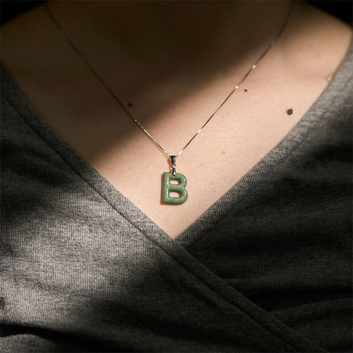Buddha Stones aus natürlichem AZ-Jade mit Buchstabenanhänger, 925er Sterlingsilber, Wohlstandskette - image 15