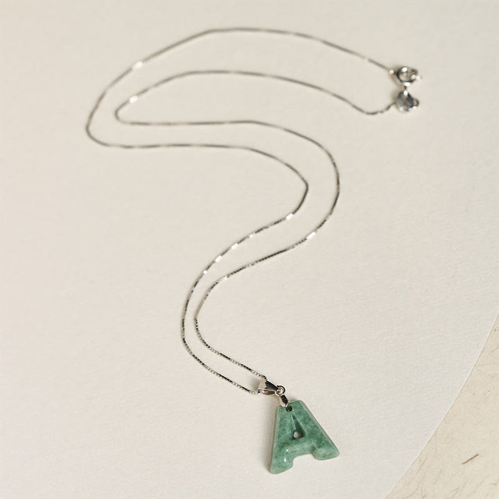 Buddha Stones aus natürlichem AZ-Jade mit Buchstabenanhänger, 925er Sterlingsilber, Wohlstandskette - image 5