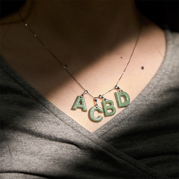 Buddha Stones aus natürlichem AZ-Jade mit Buchstabenanhänger, 925er Sterlingsilber, Wohlstandskette - image 52