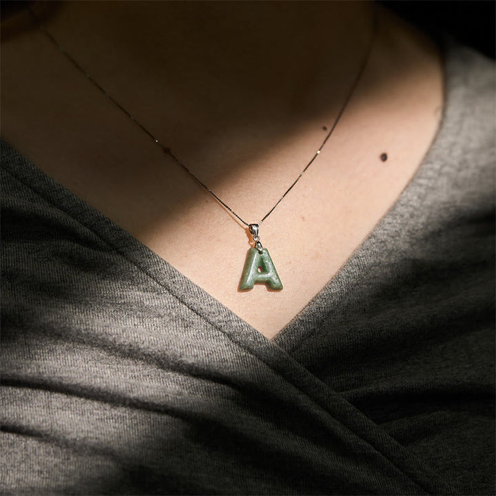 Buddha Stones aus natürlichem AZ-Jade mit Buchstabenanhänger, 925er Sterlingsilber, Wohlstandskette - image 7