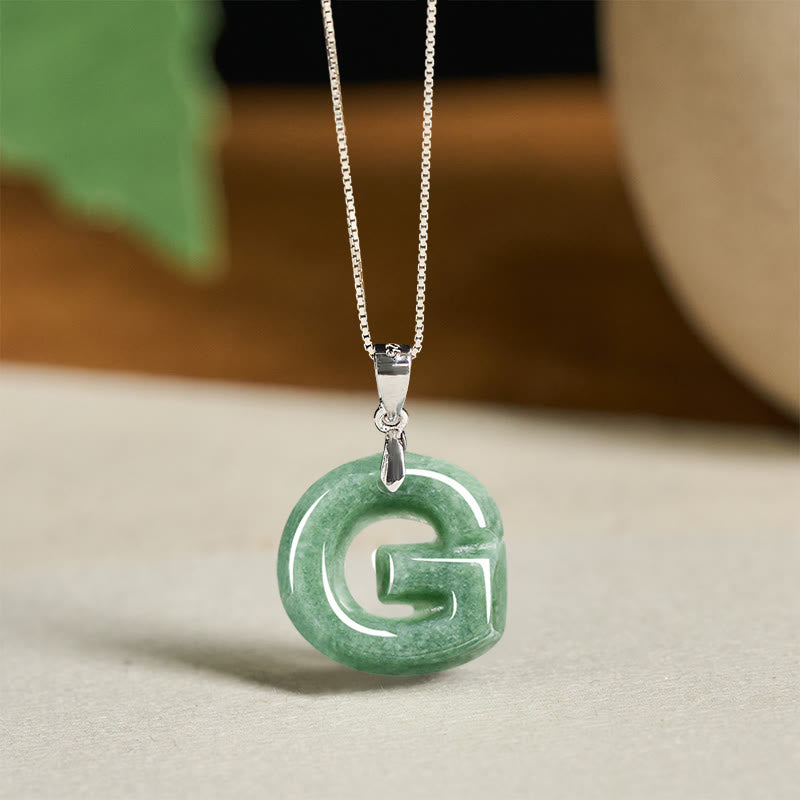 Buddha Stones aus natürlichem AZ-Jade mit Buchstabenanhänger, 925er Sterlingsilber, Wohlstandskette - G - image 30