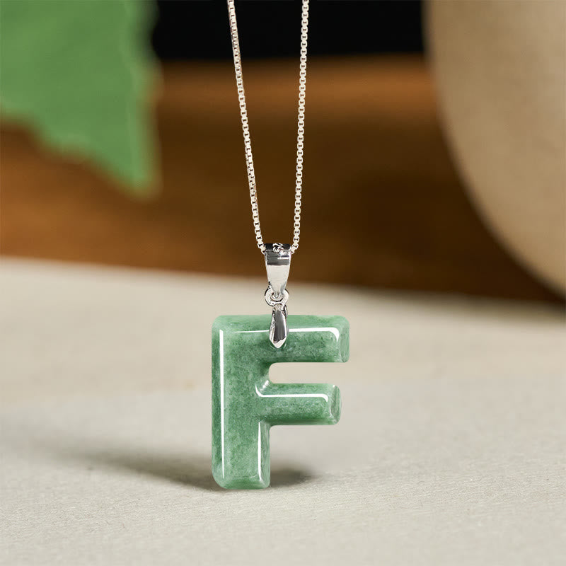 Buddha Stones aus natürlichem AZ-Jade mit Buchstabenanhänger, 925er Sterlingsilber, Wohlstandskette - F - image 29
