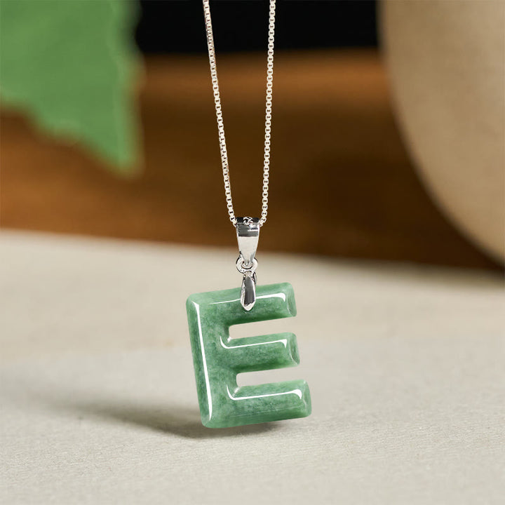 Buddha Stones aus natürlichem AZ-Jade mit Buchstabenanhänger, 925er Sterlingsilber, Wohlstandskette - E - image 28