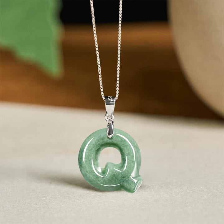 Buddha Stones aus natürlichem AZ-Jade mit Buchstabenanhänger, 925er Sterlingsilber, Wohlstandskette - Q - image 40