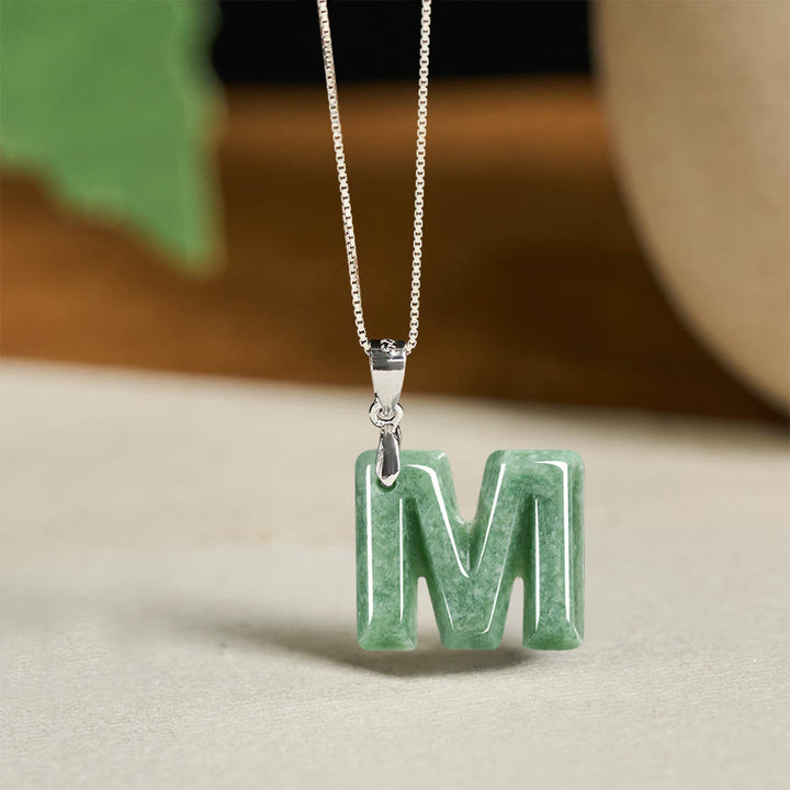 Buddha Stones aus natürlichem AZ-Jade mit Buchstabenanhänger, 925er Sterlingsilber, Wohlstandskette - M - image 36