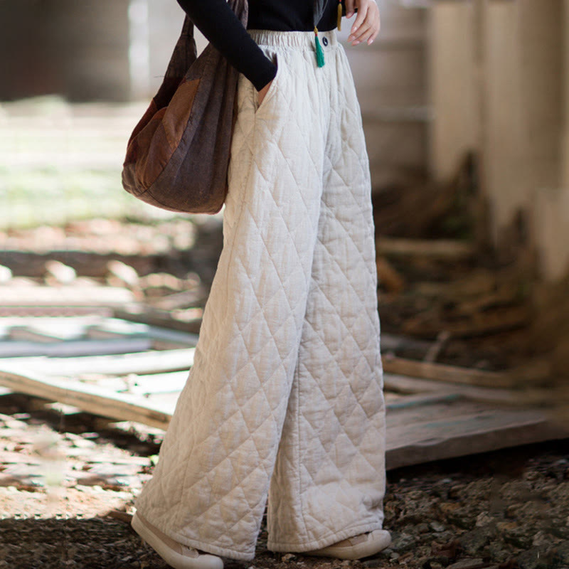 Buddha Stones Damenhose mit weitem Bein und Taschen, einfarbig, aus dickem Baumwollstoff - Schnee - US 8-10, UK/AU 12-14, EU 40-42 (2XL) - image 0