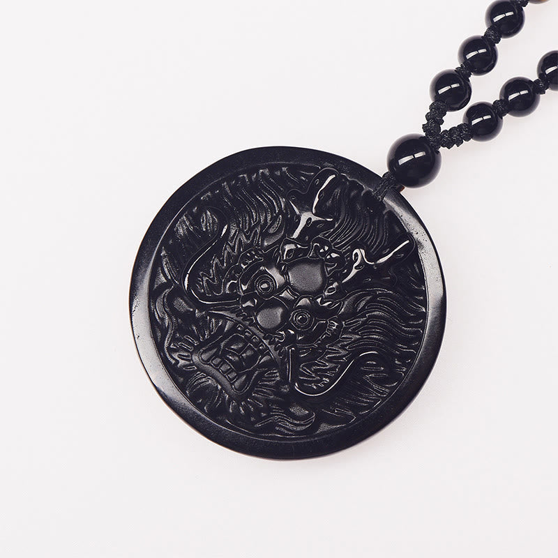 Buddha Stones Drachen-Halskette aus schwarzem Obsidian – Anhänger für Transformation und Erfüllung - image 4