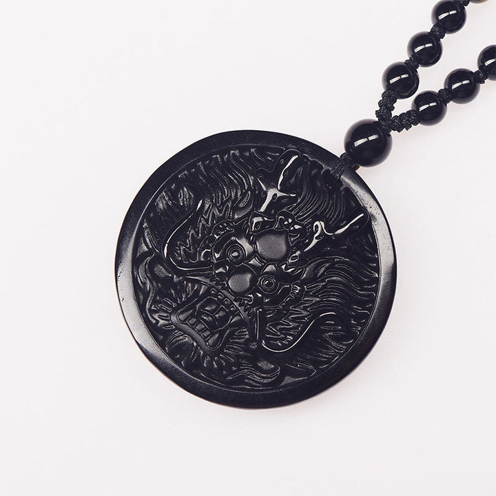 Buddha Stones Drachen-Halskette aus schwarzem Obsidian – Anhänger für Transformation und Erfüllung - image 4