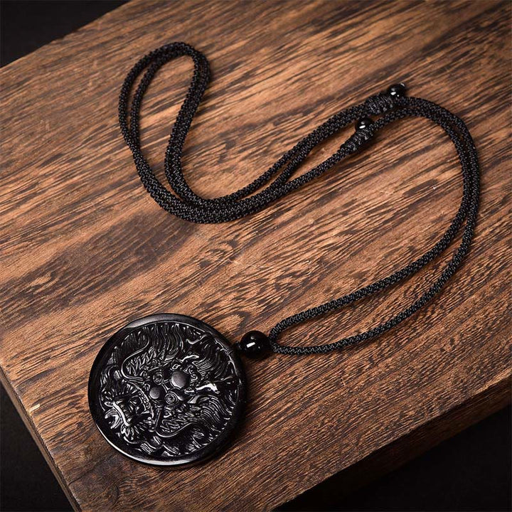 Buddha Stones Drachen-Halskette aus schwarzem Obsidian – Anhänger für Transformation und Erfüllung - image 8