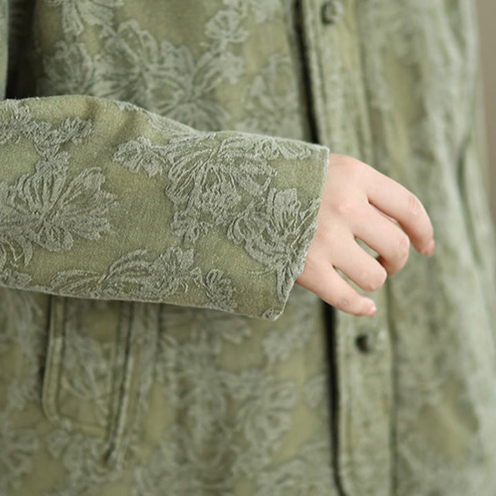 Buddha Stones Winter V-Ausschnitt Jacquard Froschknopf Baumwolle Langarm Thermojacke für Damen mit Taschen - image 7