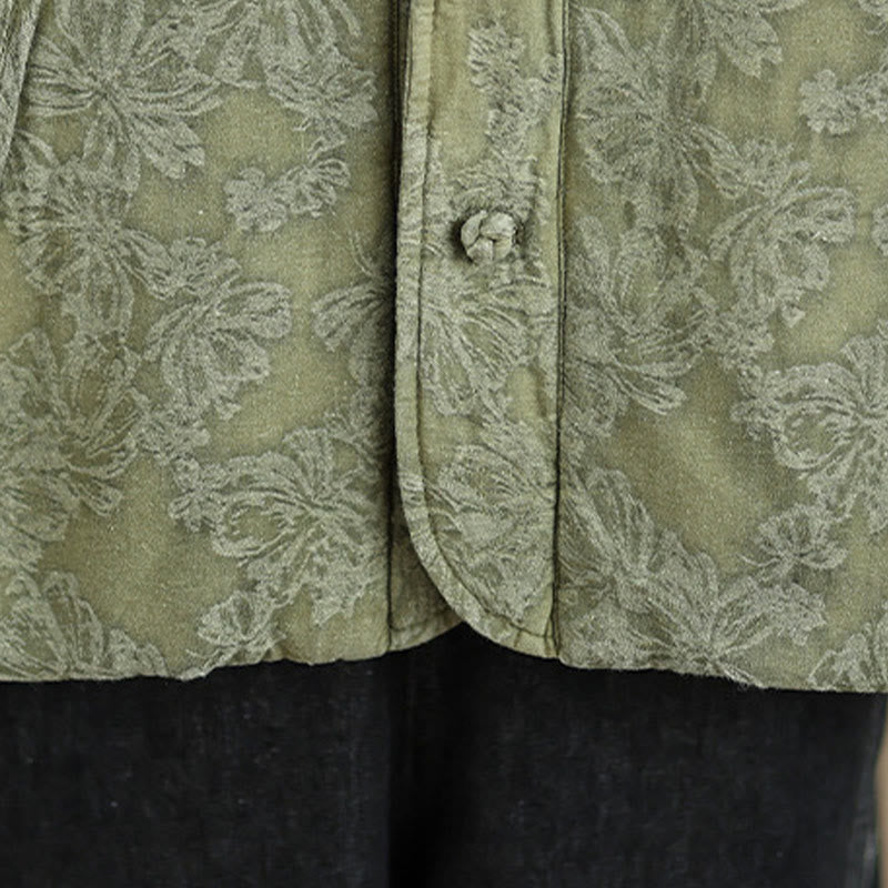Buddha Stones Winter V-Ausschnitt Jacquard Froschknopf Baumwolle Langarm Thermojacke für Damen mit Taschen - image 11