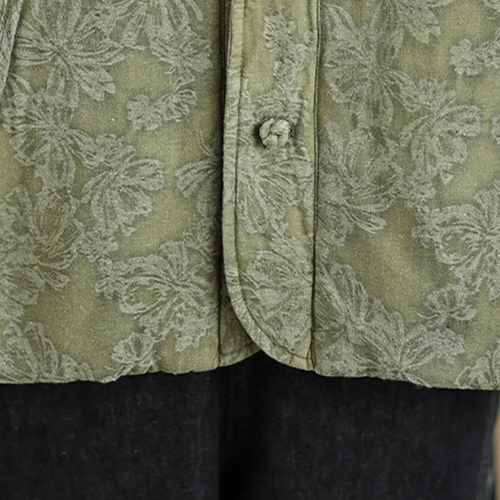 Buddha Stones Winter V-Ausschnitt Jacquard Froschknopf Baumwolle Langarm Thermojacke für Damen mit Taschen - image 11