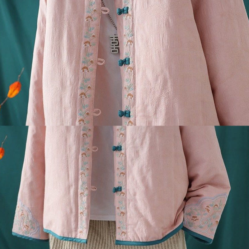 Winterliche Damen-Thermojacke aus Baumwolle mit Buddha Stones, Froschknopfstickerei, Blumenranken und Stickerei. - image 12