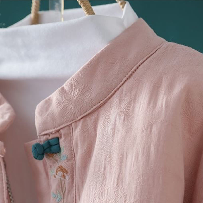 Winterliche Damen-Thermojacke aus Baumwolle mit Buddha Stones, Froschknopfstickerei, Blumenranken und Stickerei. - image 5