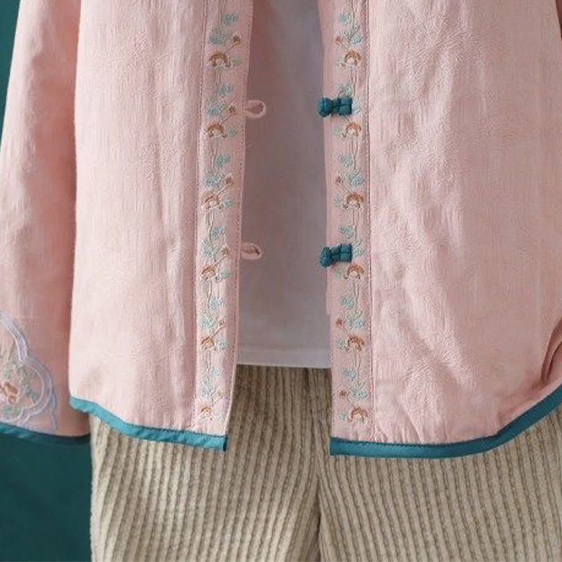 Winterliche Damen-Thermojacke aus Baumwolle mit Buddha Stones, Froschknopfstickerei, Blumenranken und Stickerei. - image 8