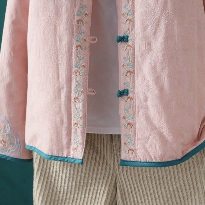 Winterliche Damen-Thermojacke aus Baumwolle mit Buddha Stones, Froschknopfstickerei, Blumenranken und Stickerei. - image 8
