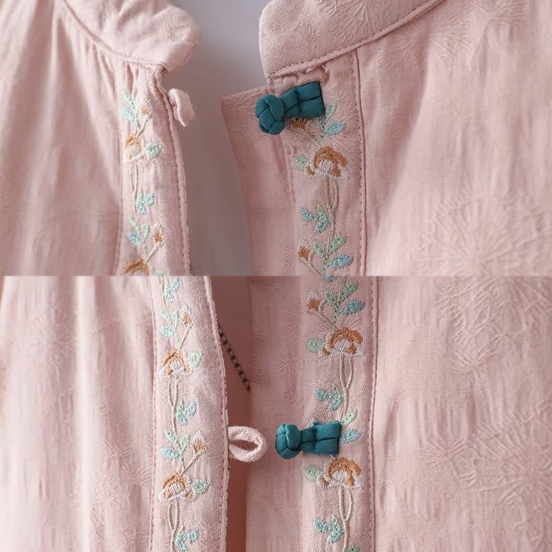 Winterliche Damen-Thermojacke aus Baumwolle mit Buddha Stones, Froschknopfstickerei, Blumenranken und Stickerei. - image 7