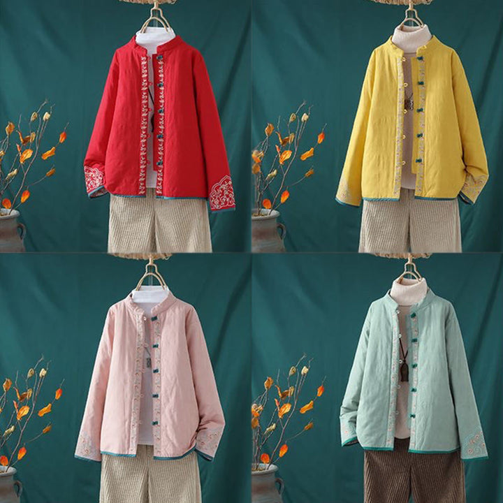 Winterliche Damen-Thermojacke aus Baumwolle mit Buddha Stones, Froschknopfstickerei, Blumenranken und Stickerei. - image 19