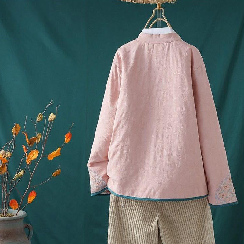 Winterliche Damen-Thermojacke aus Baumwolle mit Buddha Stones, Froschknopfstickerei, Blumenranken und Stickerei. - image 3