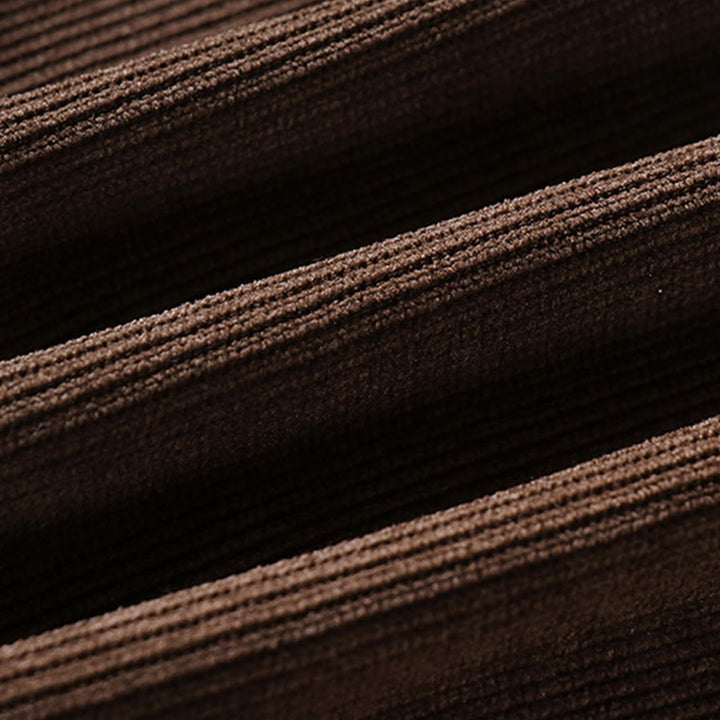 Buddha Stones Winter Button Zipper Design Elastic Waist Cotton Cordy Men's Wide Leg Pants With Pockets - image 9