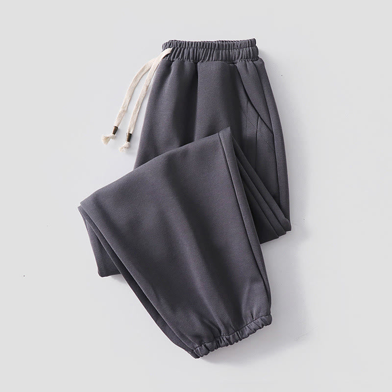 Buddha Stones Herbst/Winter Herren-Haremshose aus Baumwolle mit Taschen, einfarbig, Kordelzug, normal geschnitten, fleecegefüttert, elastischer Bund - Dunkelgrau (Fleecegefütterte Version) - US/ UK/AU54, EU64 (9XL) - image 11