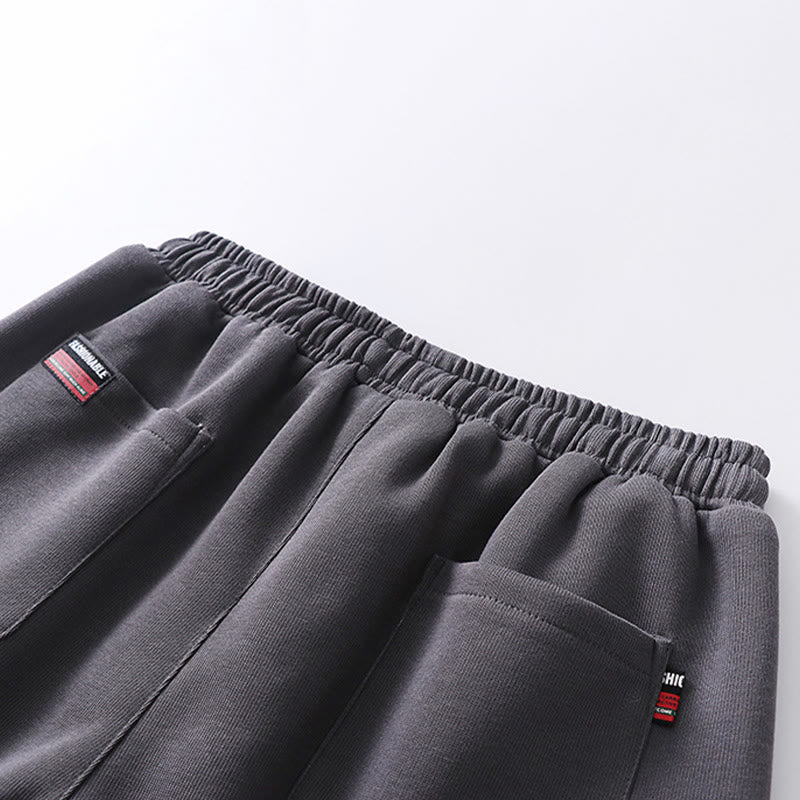 Buddha Stones Herbst/Winter Herren-Haremshose aus Baumwolle mit Taschen, einfarbig, Kordelzug, normal geschnitten, fleecegefüttert, elastischer Bund - image 3