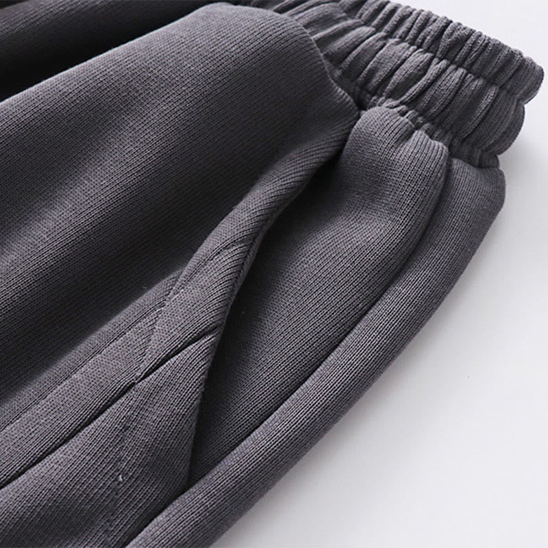 Buddha Stones Herbst/Winter Herren-Haremshose aus Baumwolle mit Taschen, einfarbig, Kordelzug, normal geschnitten, fleecegefüttert, elastischer Bund - image 4