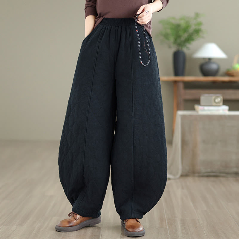 Buddha Stones ​​Winter-Diamantmuster Baumwollhose für Damen mit Taschen - image 14