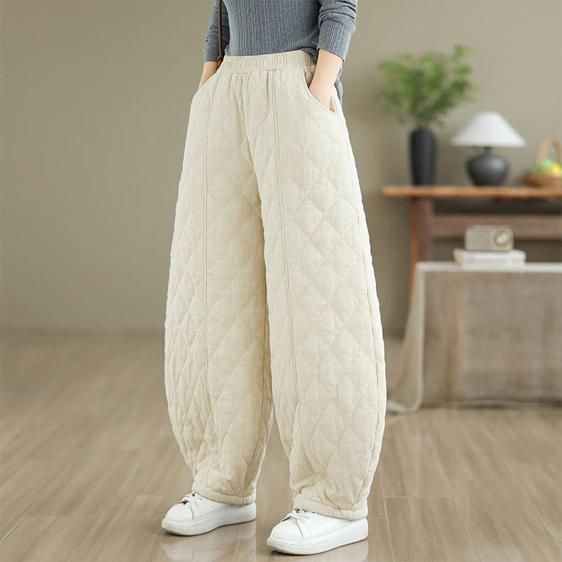 Buddha Stones ​​Winter-Diamantmuster Baumwollhose für Damen mit Taschen - image 11