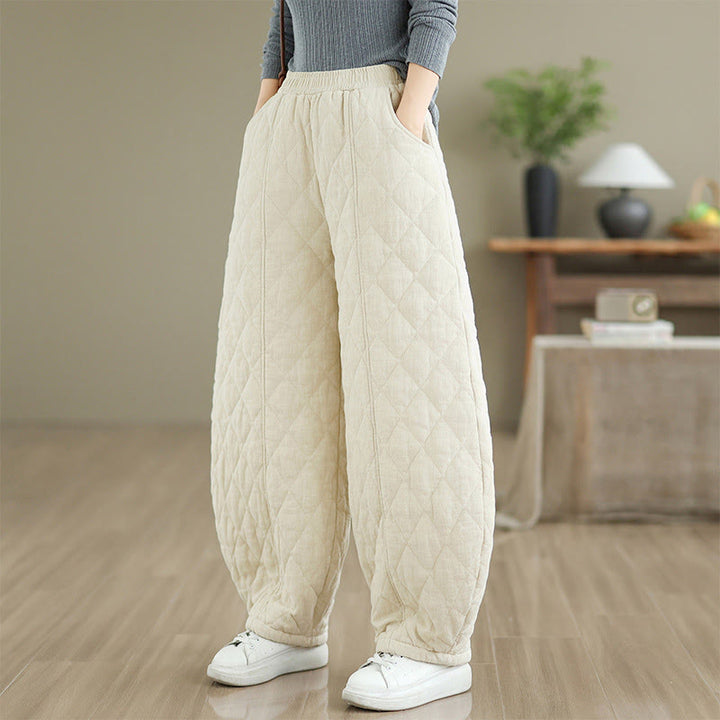 Buddha Stones ​​Winter-Diamantmuster Baumwollhose für Damen mit Taschen - image 11