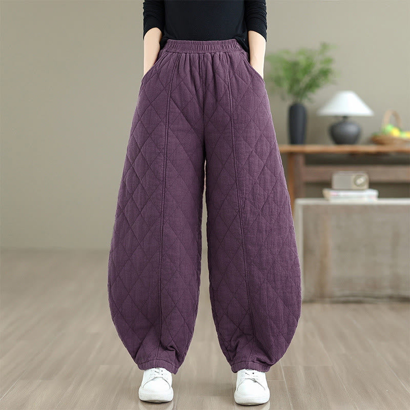 Buddha Stones ​​Winter-Diamantmuster Baumwollhose für Damen mit Taschen - Lila - US 8-10, UK/AU 12-14, EU 40-42 (2XL) - image 18